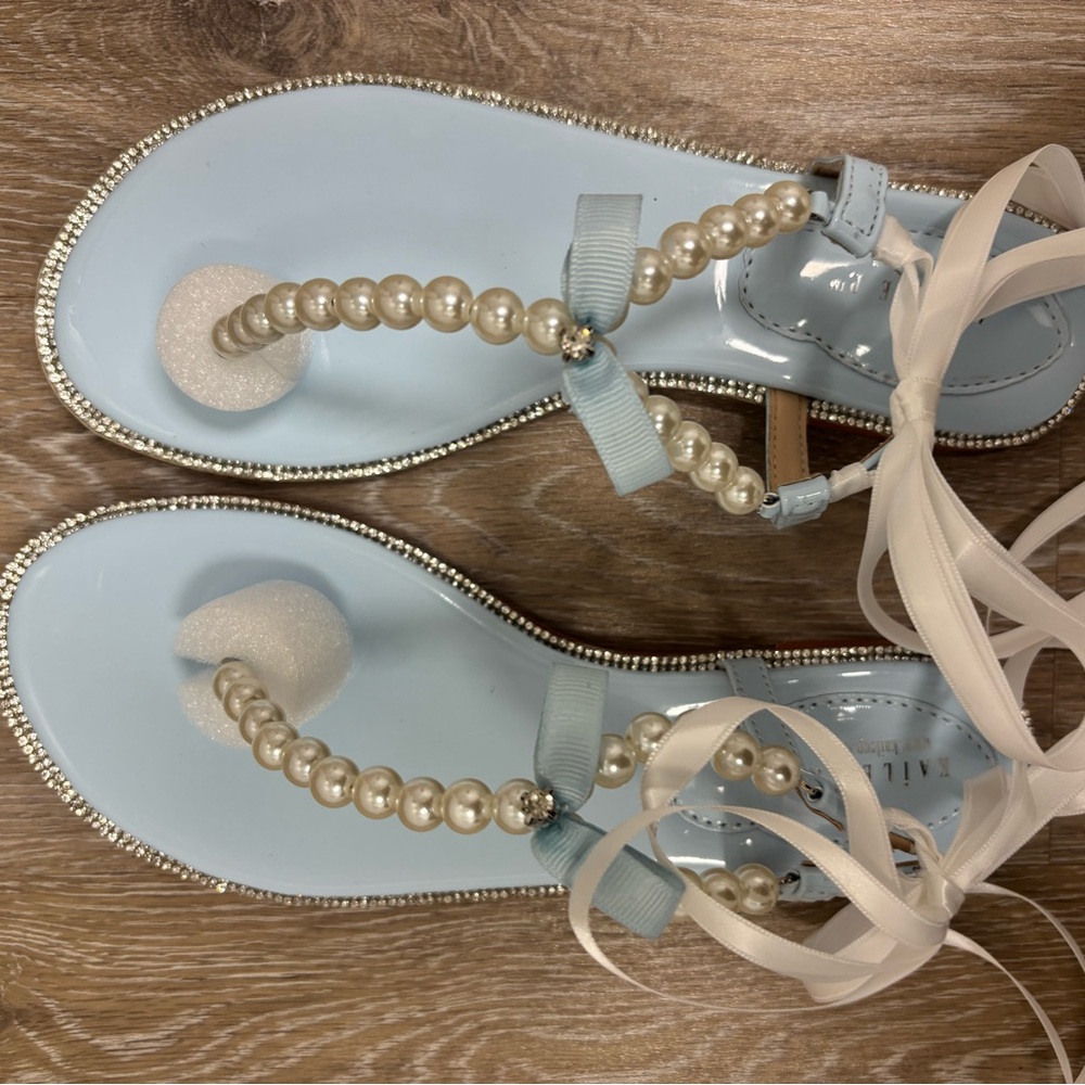 Blue Pearl Embellished Sandals